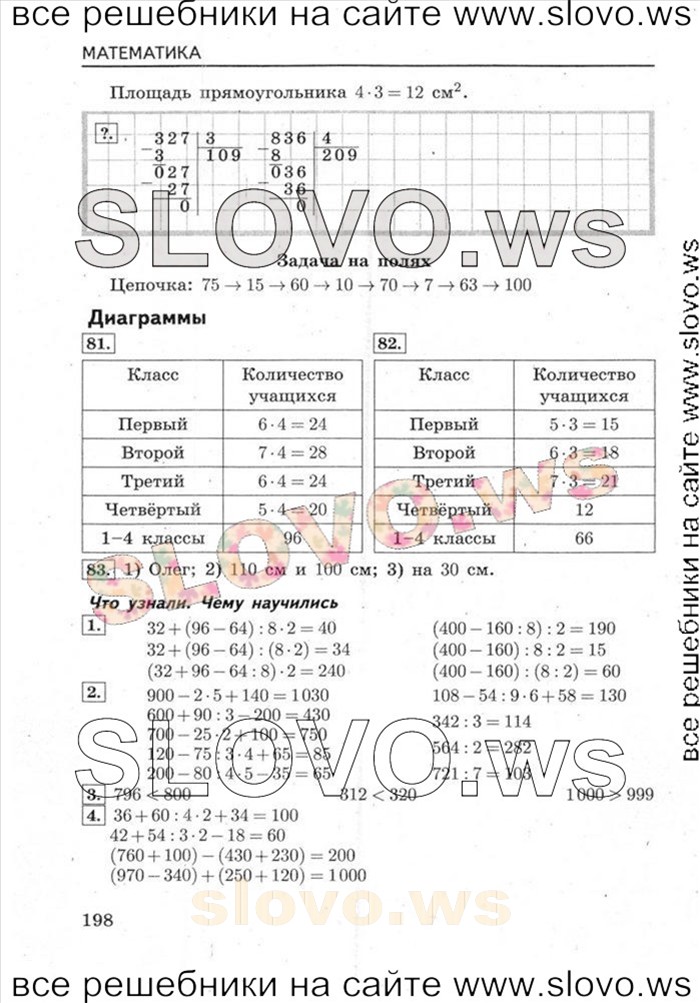 Решение примера № 018, Математика, 4 класс (М.И. Моро, М.А. Бантова, Г.В. Бельтюкова) 2013